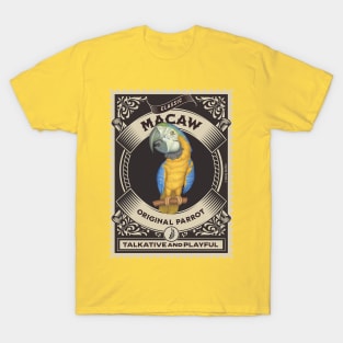 Cute African Blue and Gold Macaw in gold circle T-Shirt